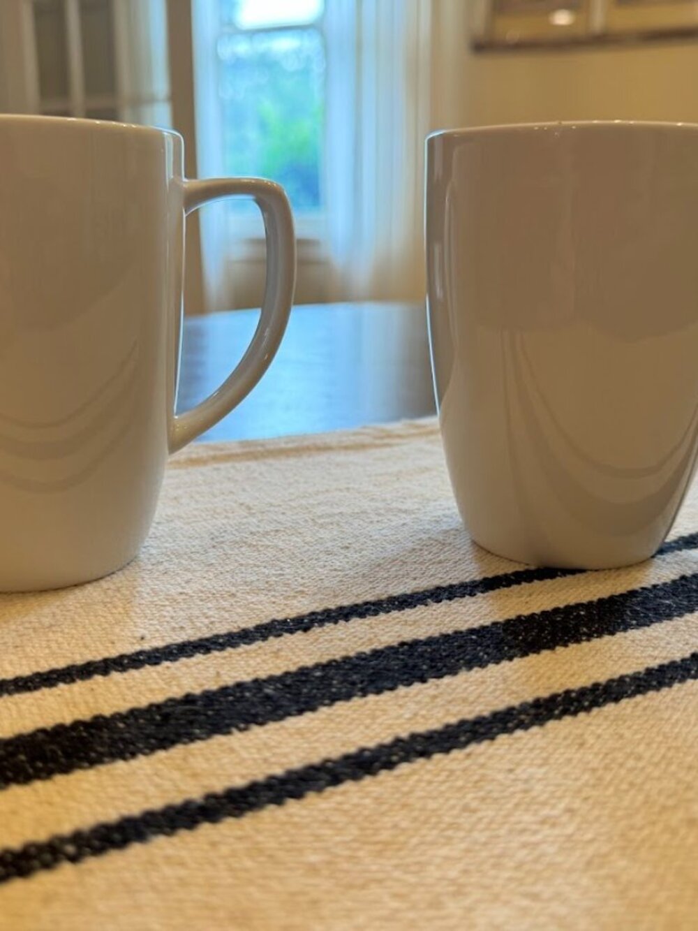 SET OF 2 Corelle Coordinates Porcelain SOLID WHITE Mugs Cups (Square Top)